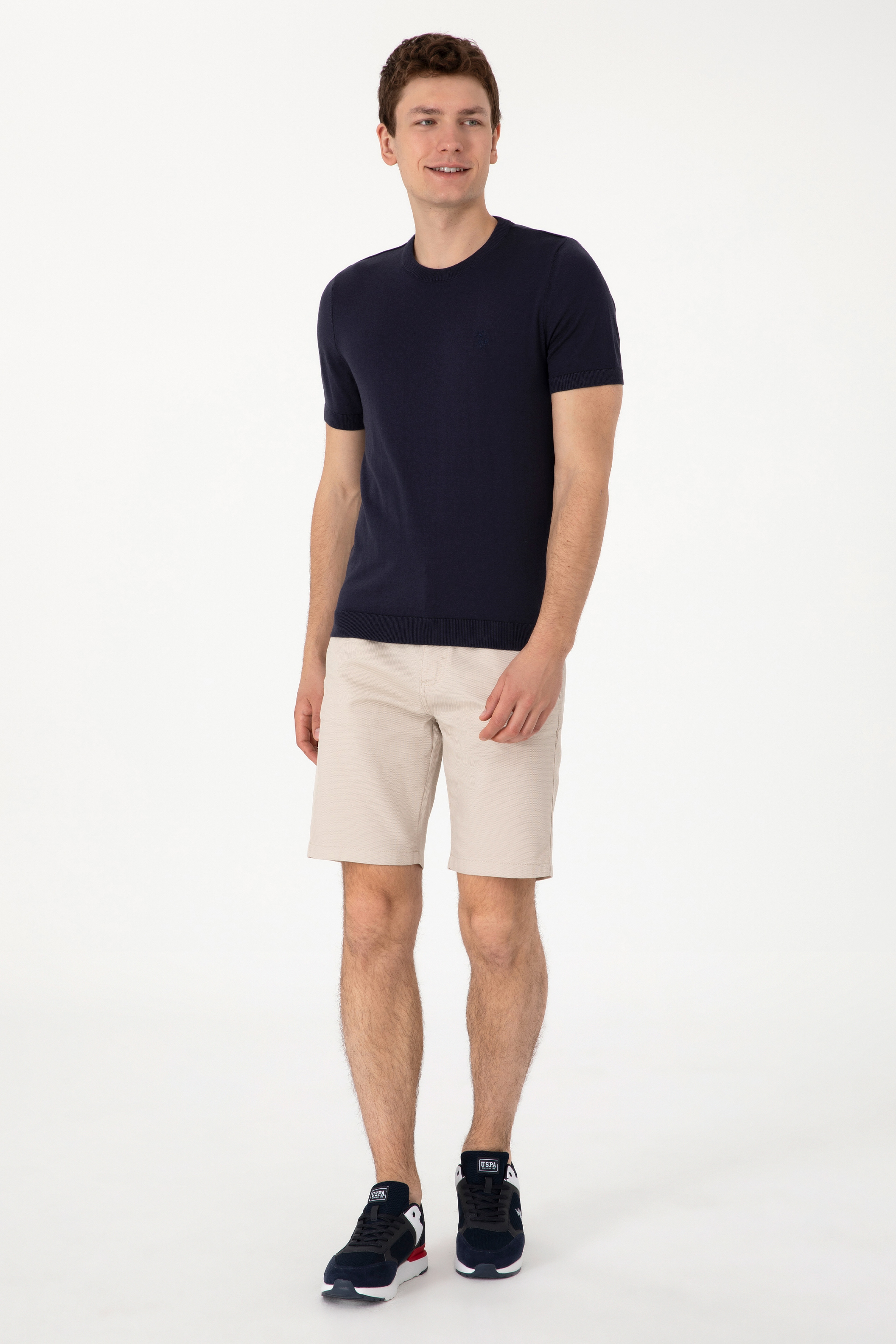 Erkek Slim Fit Bisiklet Yaka Lacivert Kazak