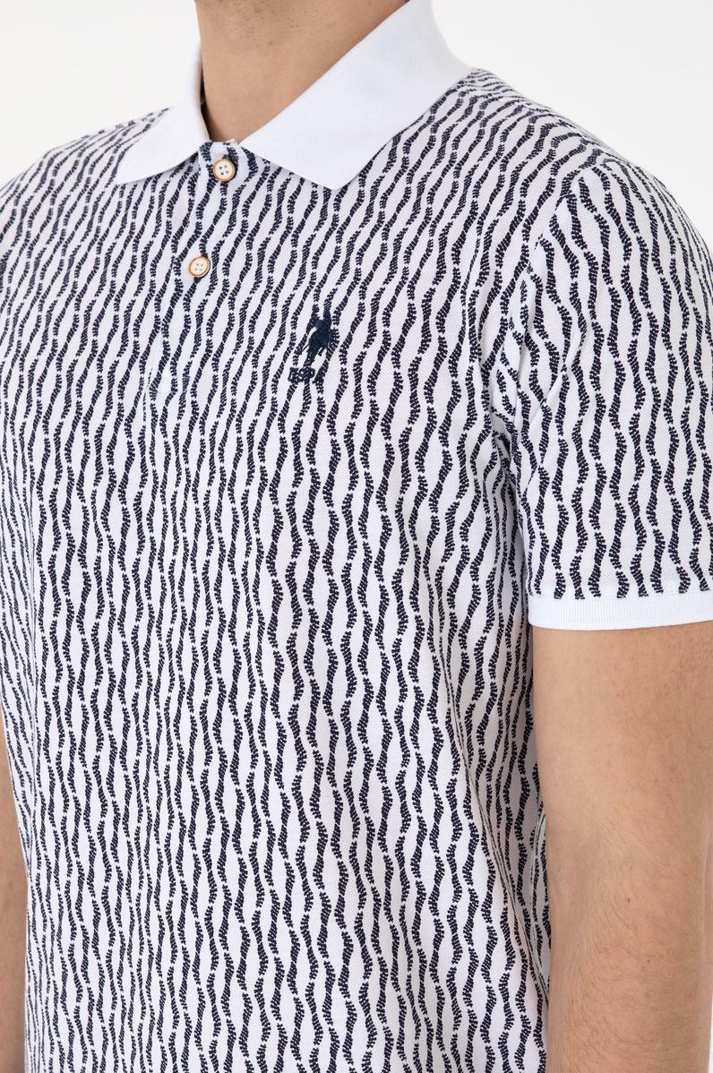 Erkek Regular Fit Polo Yaka Lacivert Desenli Tişört