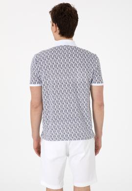 Erkek Regular Fit Polo Yaka Lacivert Desenli Tişört - 50311944027