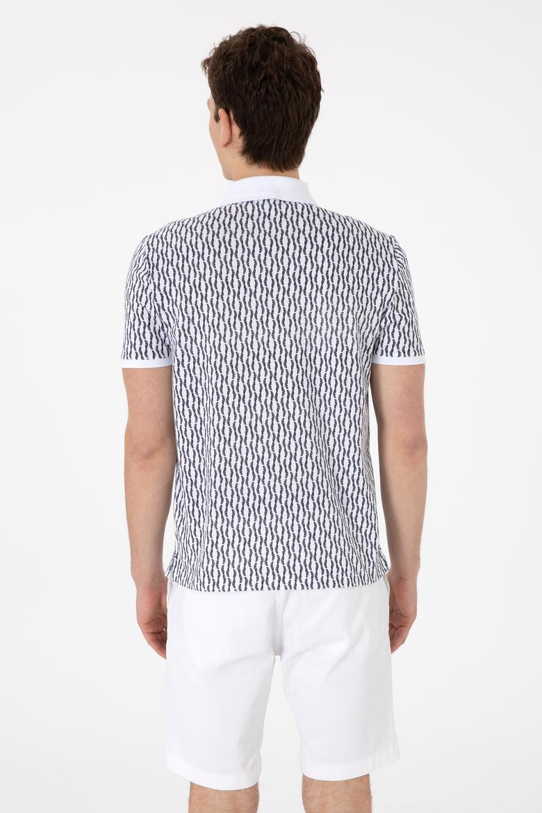 Erkek Regular Fit Polo Yaka Lacivert Desenli Tişört - 50311944027