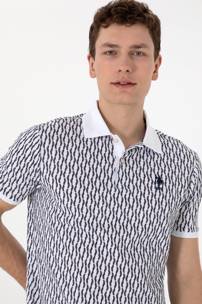 Erkek Regular Fit Polo Yaka Lacivert Desenli Tişört - 50311944027