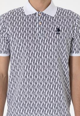 Erkek Regular Fit Polo Yaka Lacivert Desenli Tişört - 50311944027