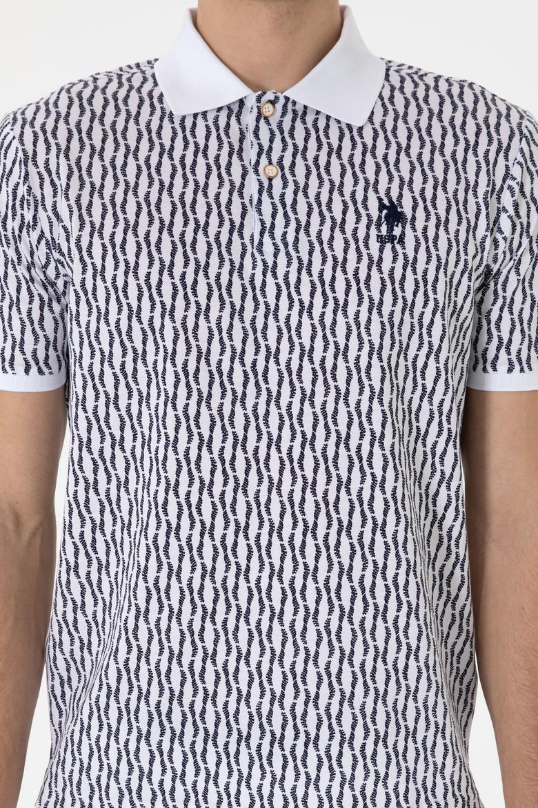 Erkek Regular Fit Polo Yaka Lacivert Desenli Tişört - 50311944027