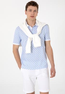 Erkek Regular Fit Polo Yaka Koyu Mavi Desenli Tişört - 50311944019