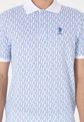 Erkek Regular Fit Polo Yaka Koyu Mavi Desenli Tişört - 50311944019