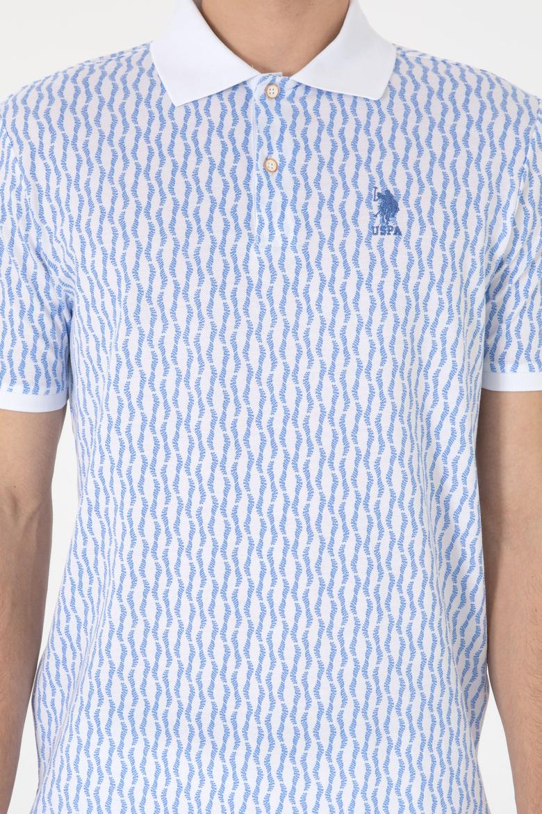 Erkek Regular Fit Polo Yaka Koyu Mavi Desenli Tişört - 50311944019