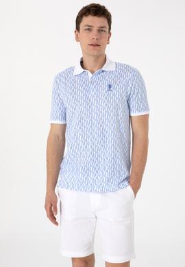 Erkek Regular Fit Polo Yaka Koyu Mavi Desenli Tişört - 50311944019