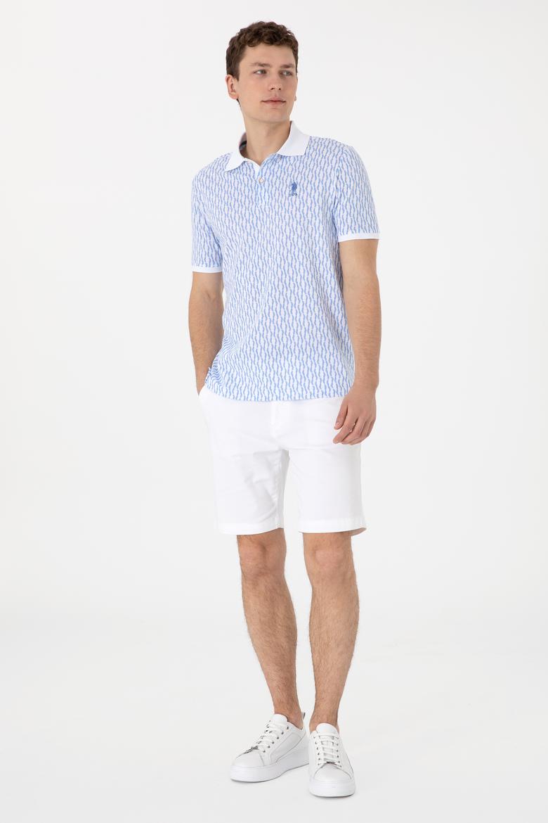 Erkek Regular Fit Polo Yaka Koyu Mavi Desenli Tişört - 50311944019