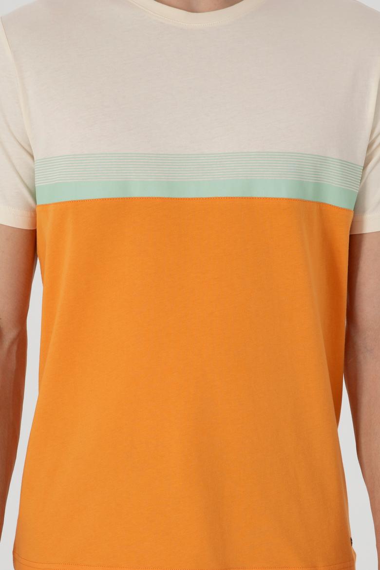 Erkek Regular Fit Bisiklet Yaka Turuncu Tişört - 50306899026