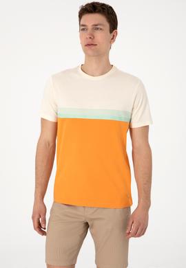 Erkek Regular Fit Bisiklet Yaka Turuncu Tişört - 50306899026