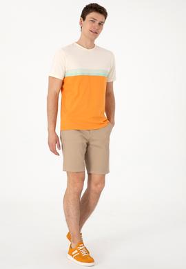 Erkek Regular Fit Bisiklet Yaka Turuncu Tişört - 50306899026