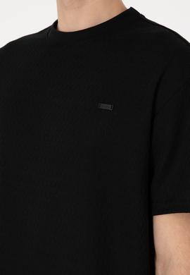 Erkek Comfort Fit Bisiklet Yaka Siyah Tişört - 50308814018