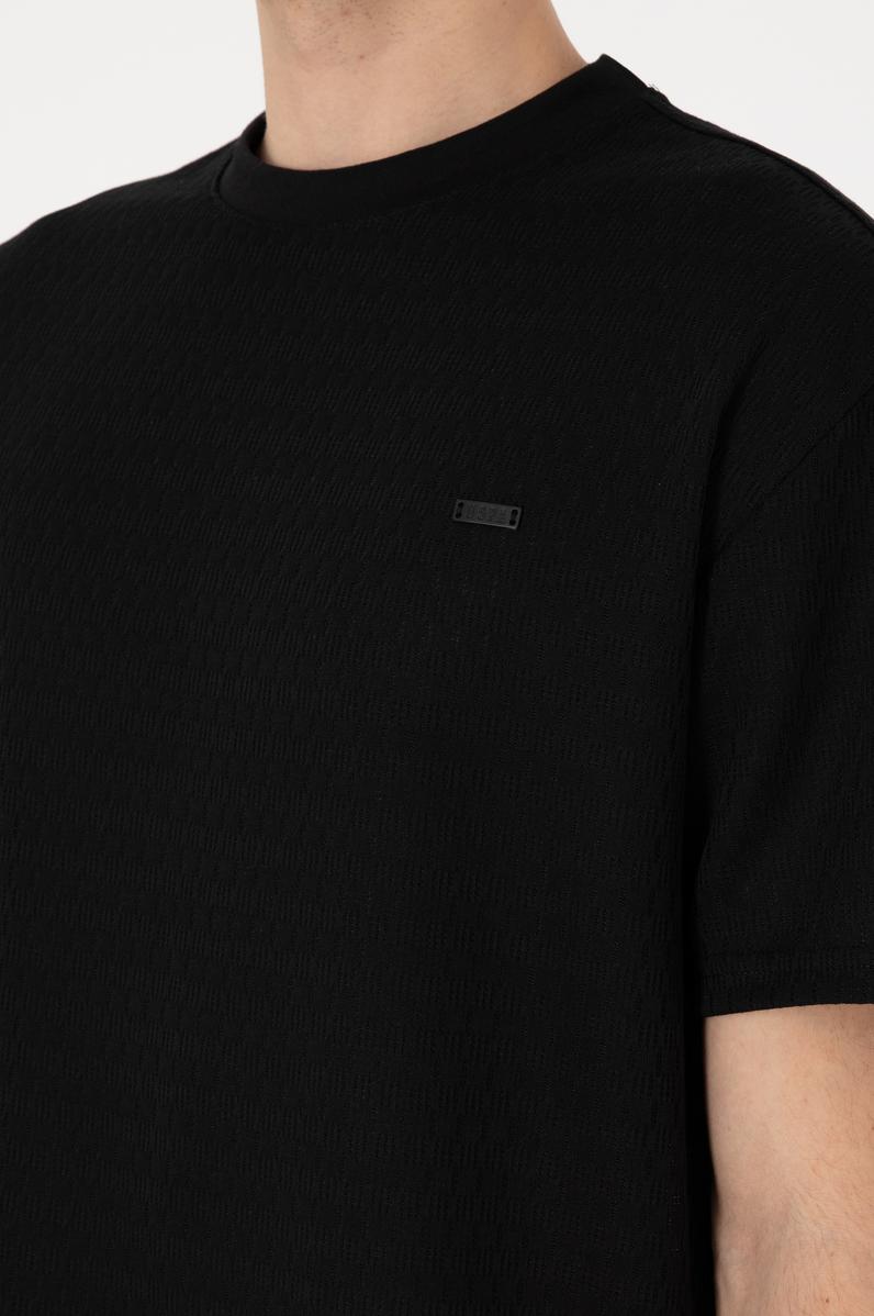 Erkek Comfort Fit Bisiklet Yaka Siyah Tişört