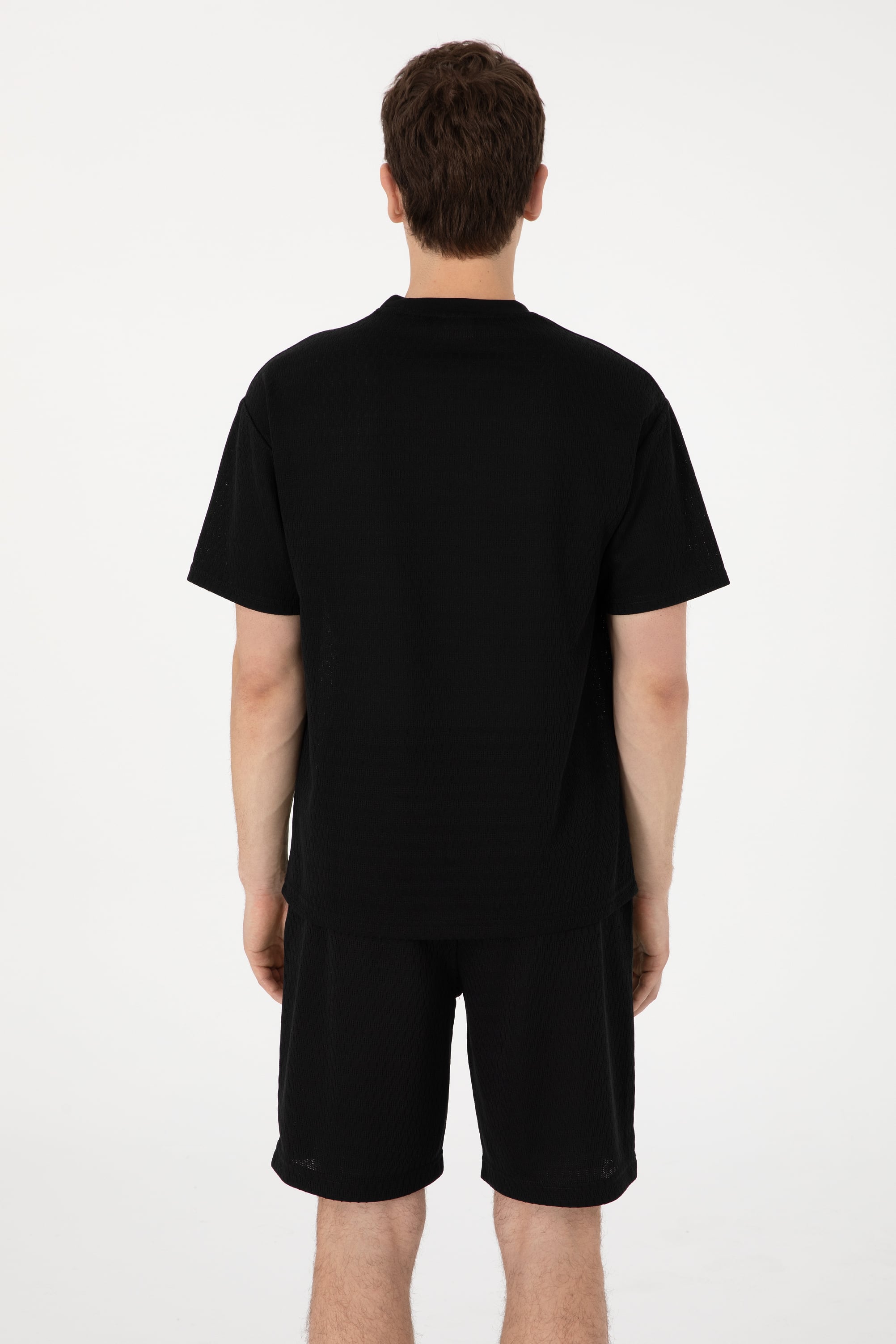 Erkek Comfort Fit Bisiklet Yaka Siyah Tişört - Image 5