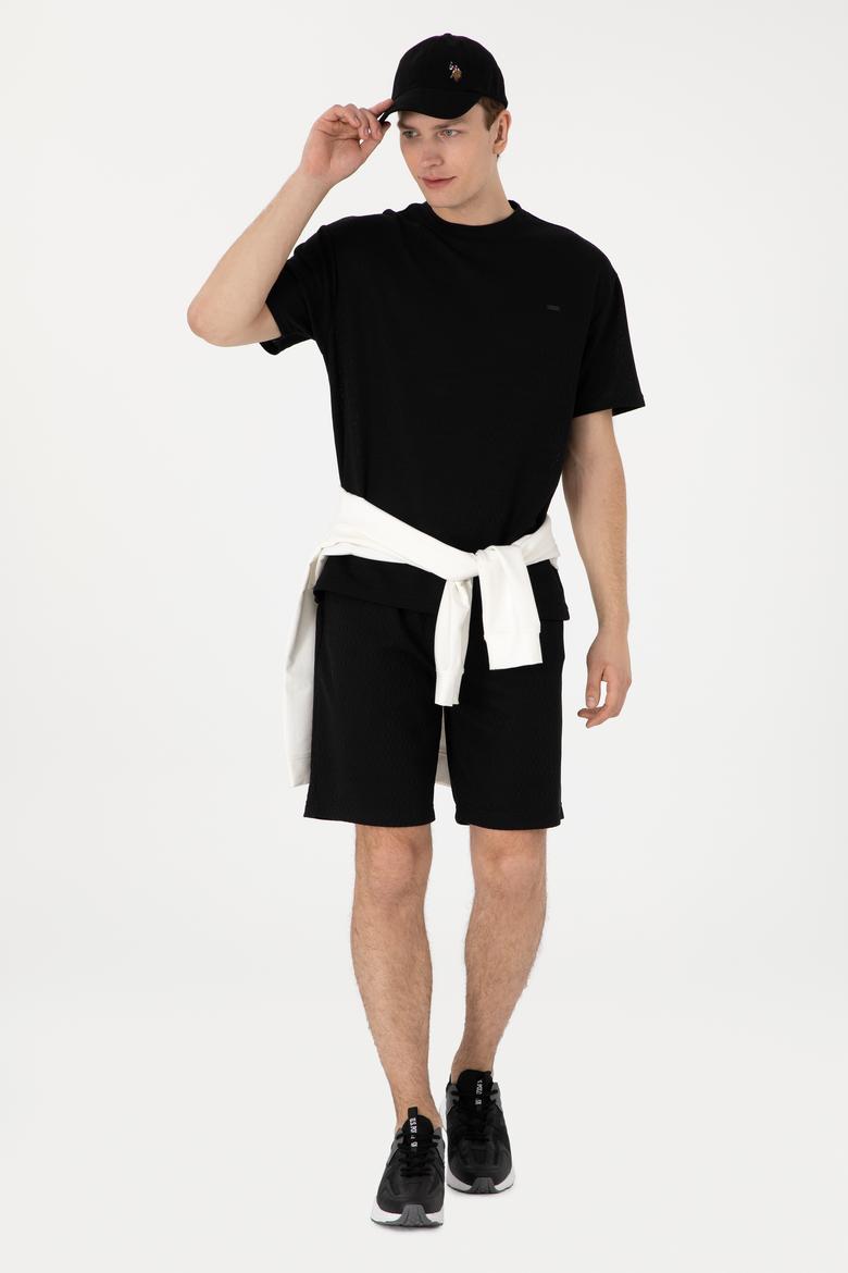 Erkek Comfort Fit Bisiklet Yaka Siyah Tişört - 50308814018