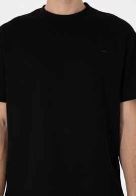 Erkek Comfort Fit Bisiklet Yaka Siyah Tişört - 50308814018