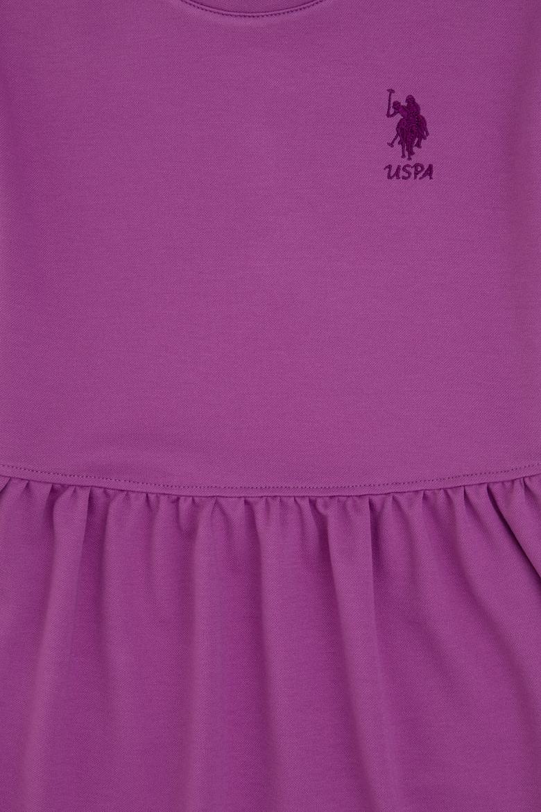 Kız Çocuk Menekşe Bisiklet Yaka A-Form Modal Örme Elbise - 50306259002