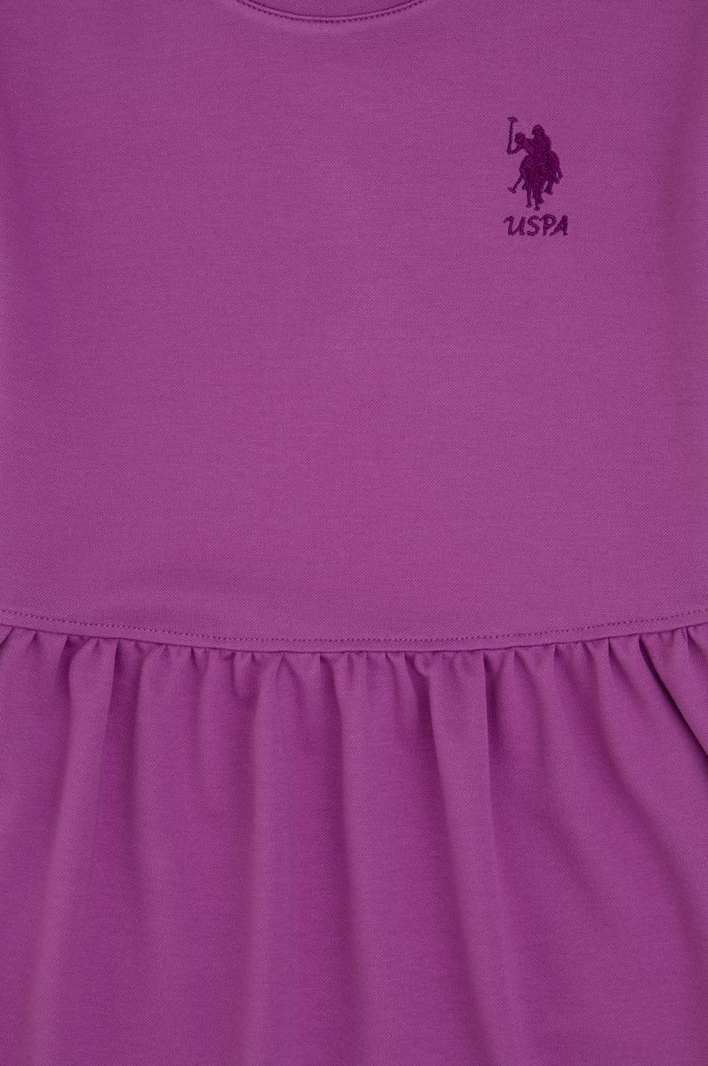 Kız Çocuk Menekşe Bisiklet Yaka A-Form Modal Örme Elbise