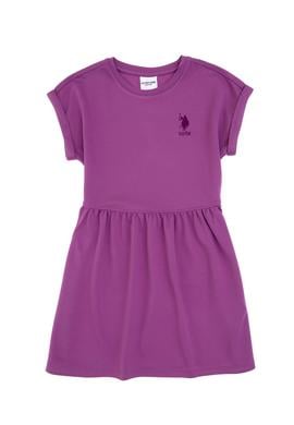 Kız Çocuk Menekşe Bisiklet Yaka A-Form Modal Örme Elbise - 50306259002