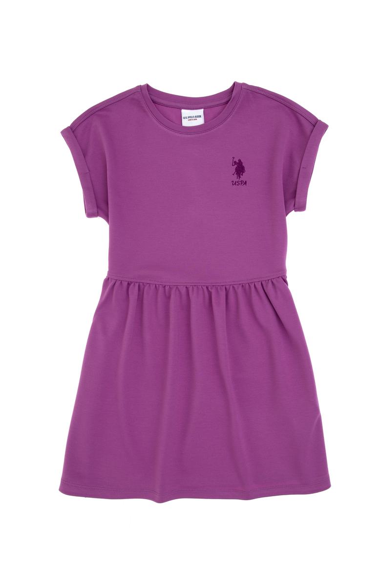 Kız Çocuk Menekşe Bisiklet Yaka A-Form Modal Örme Elbise - 50306259002