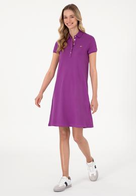 Kadın Menekşe Polo Yaka Mini Boy Örme Elbise - 50305853064