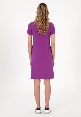Kadın Menekşe Polo Yaka Mini Boy Örme Elbise - 50305853064