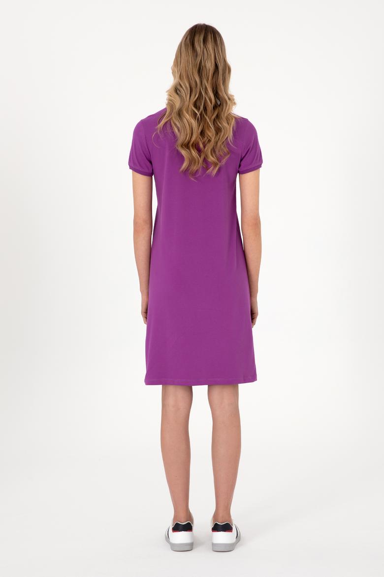 Kadın Menekşe Polo Yaka Mini Boy Örme Elbise - 50305853064