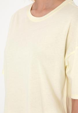 Kadın Limon Oversize Bisiklet Yaka Tişört - 50305775036