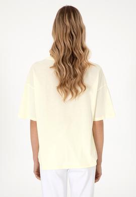 Kadın Limon Oversize Bisiklet Yaka Tişört - 50305775036