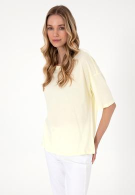 Kadın Limon Oversize Bisiklet Yaka Tişört - 50305775036
