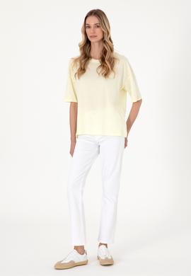 Kadın Limon Oversize Bisiklet Yaka Tişört - 50305775036