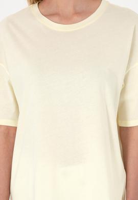 Kadın Limon Oversize Bisiklet Yaka Tişört - 50305775036