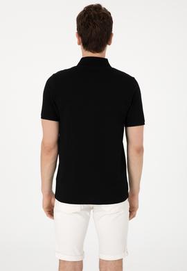 Erkek Regular Fit Fermuarlı Siyah Dokulu Tişört - 50306014029