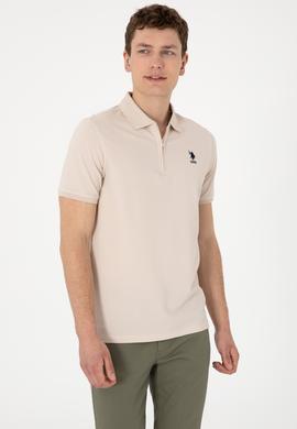 Erkek Regular Fit Fermuarlı Taş Dokulu Tişört - 50306014079