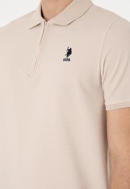 Erkek Regular Fit Fermuarlı Taş Dokulu Tişört - 50306014079