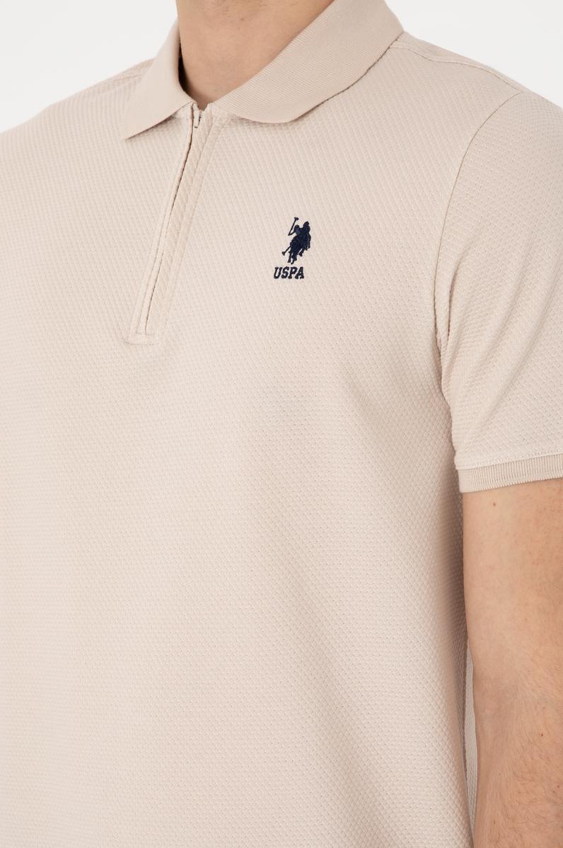 Erkek Regular Fit Fermuarlı Taş Dokulu Tişört