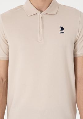 Erkek Regular Fit Fermuarlı Taş Dokulu Tişört - 50306014079