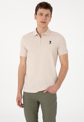 Erkek Regular Fit Fermuarlı Taş Dokulu Tişört - 50306014079