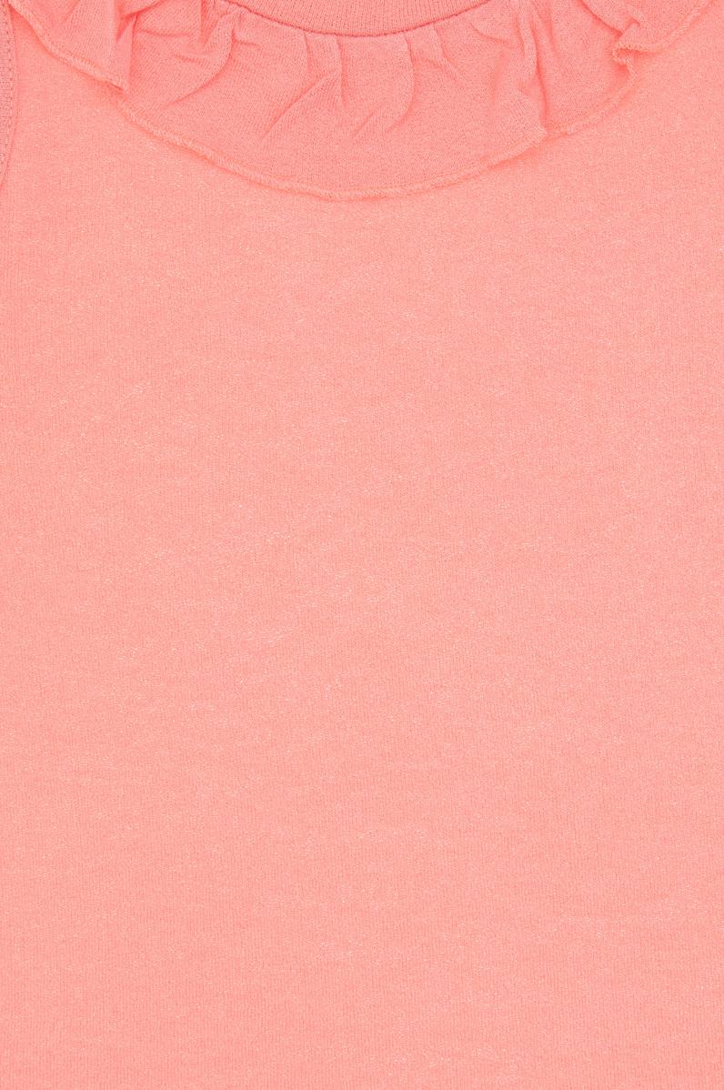 Kız Çocuk Pembe Bisiklet Yaka Fırfır Detaylı Kolsuz Tişört