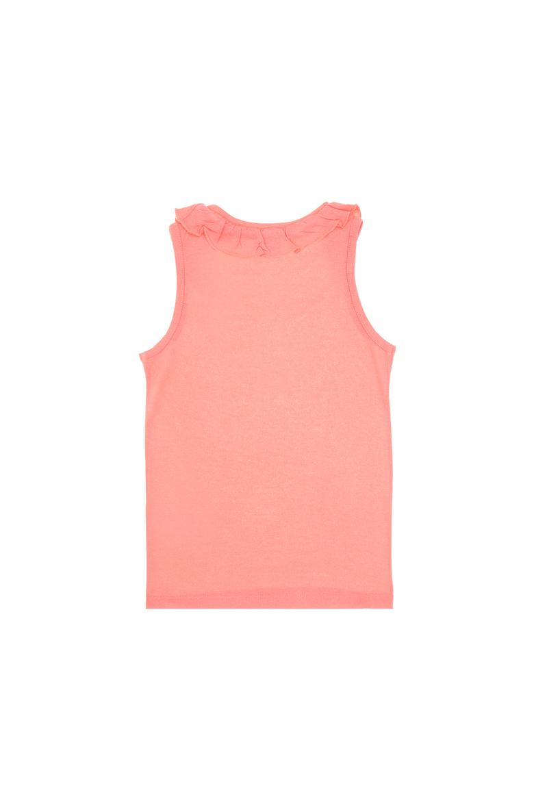 Kız Çocuk Pembe Bisiklet Yaka Fırfır Detaylı Kolsuz Tişört - 50306242021