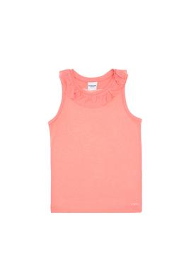 Kız Çocuk Pembe Bisiklet Yaka Fırfır Detaylı Kolsuz Tişört - 50306242021