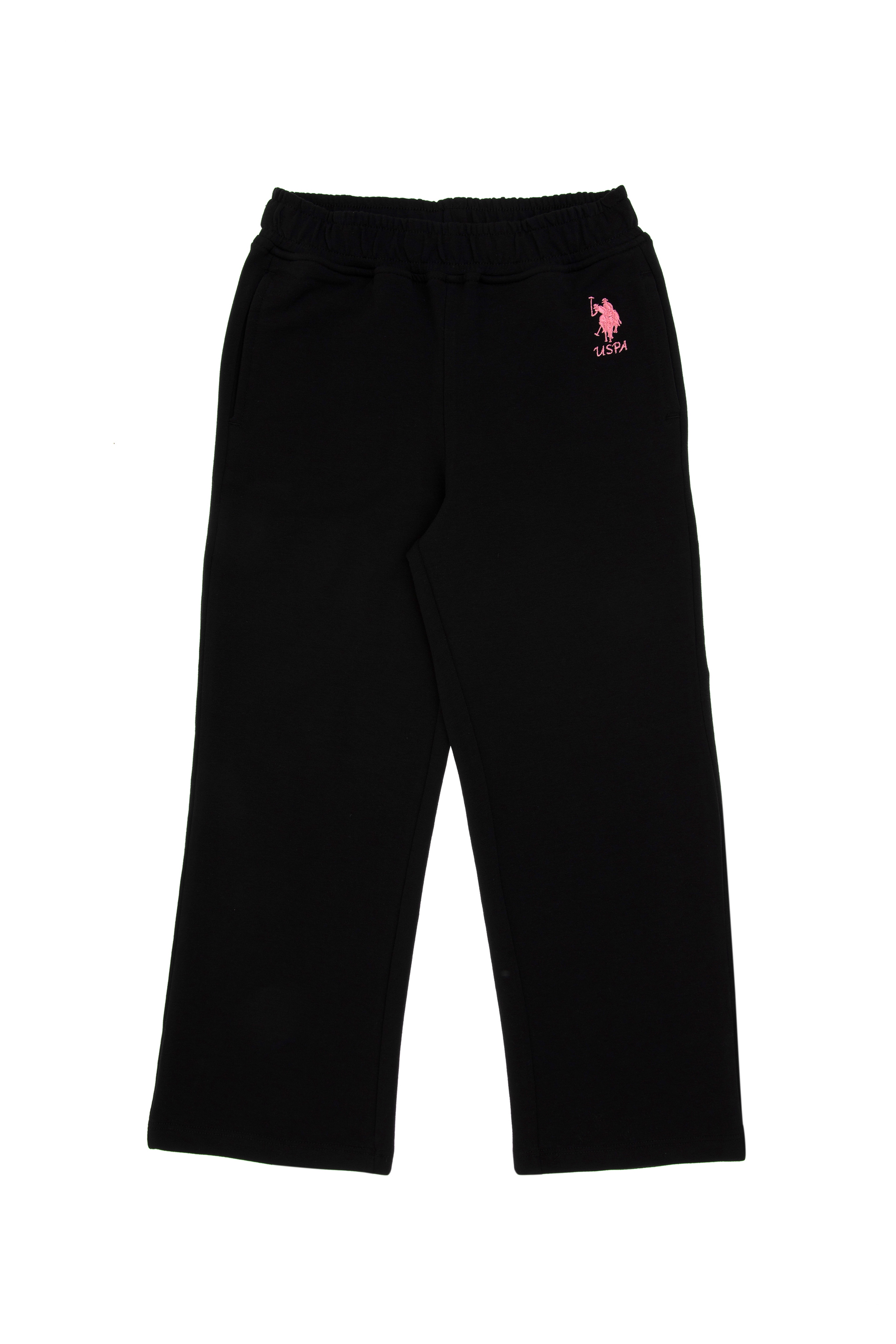 Kız Çocuk Siyah Loose Fit İki İplik Eşofman Altı - Image 4