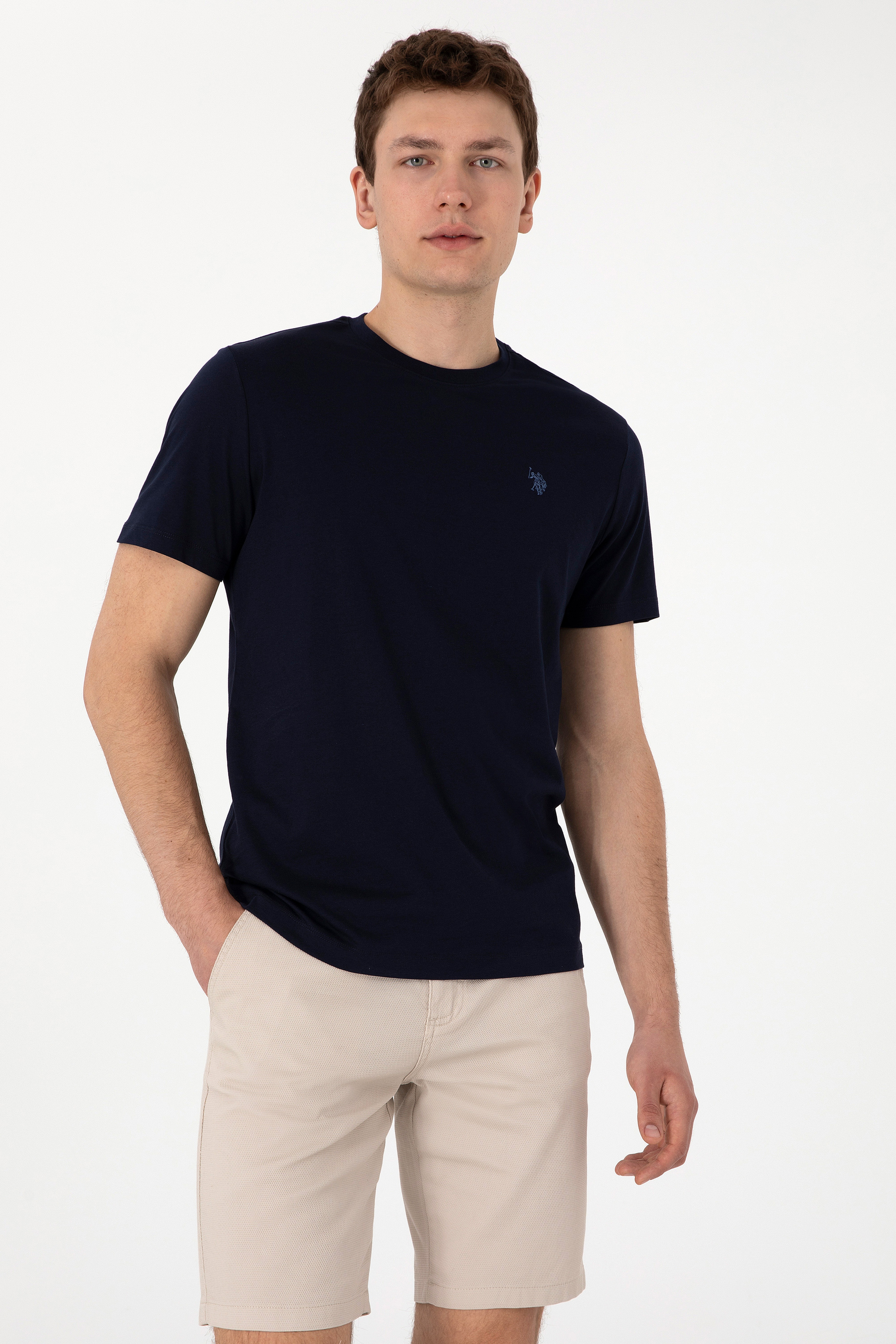 Erkek Regular Fit Bisiklet Yaka Lacivert Tişört - Image 1