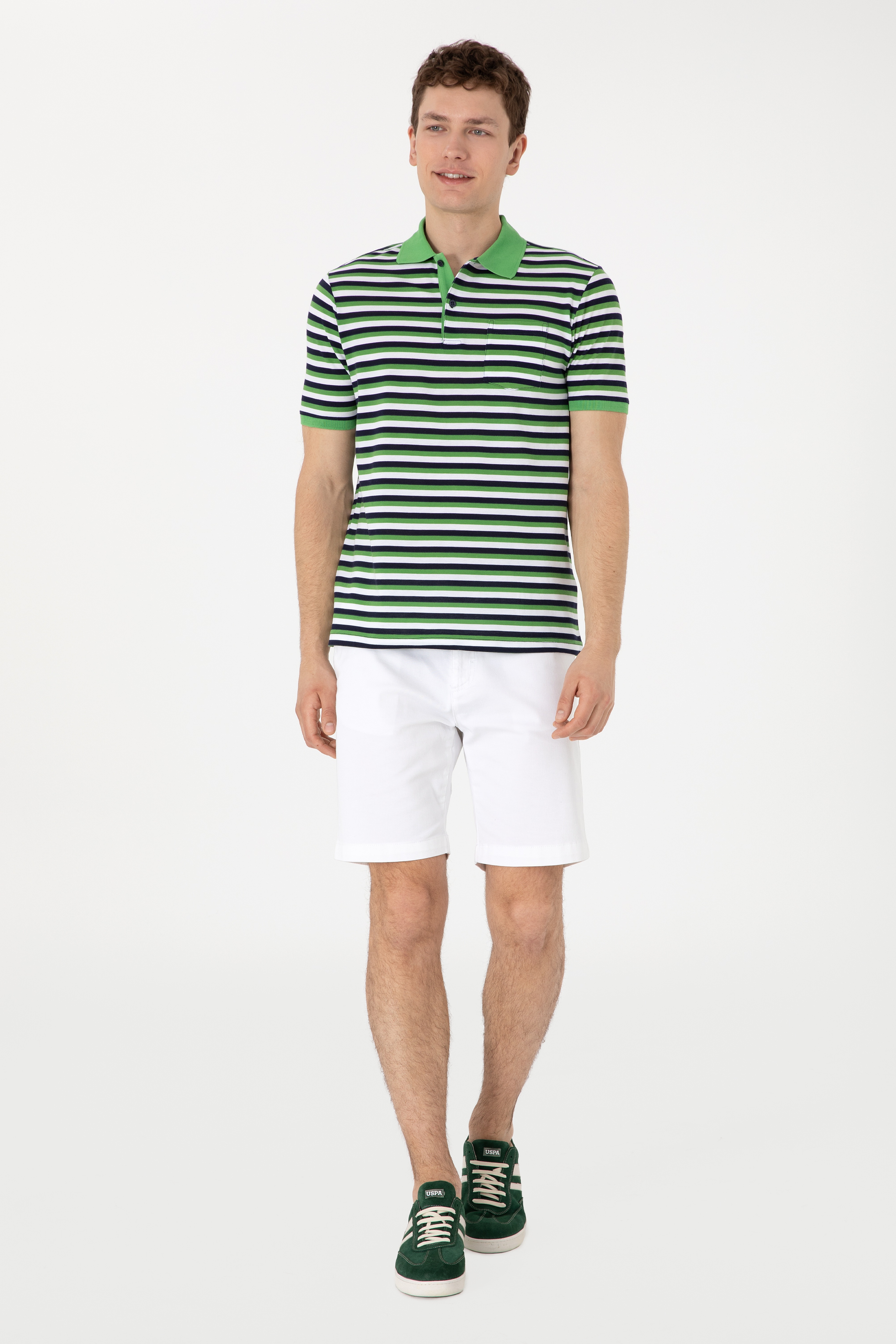 Erkek Regular Fit Polo Yaka Yeşil Tişört - Image 4