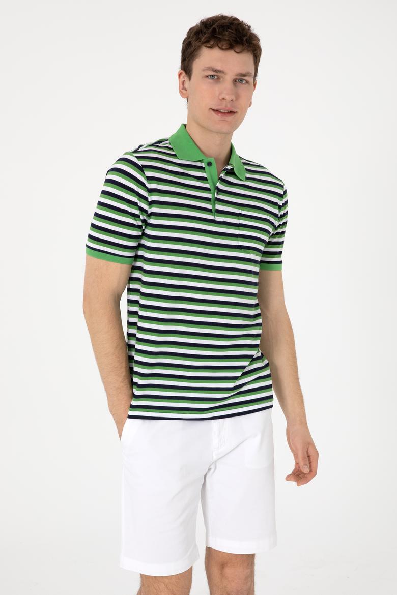 Erkek Regular Fit Polo Yaka Yeşil Tişört