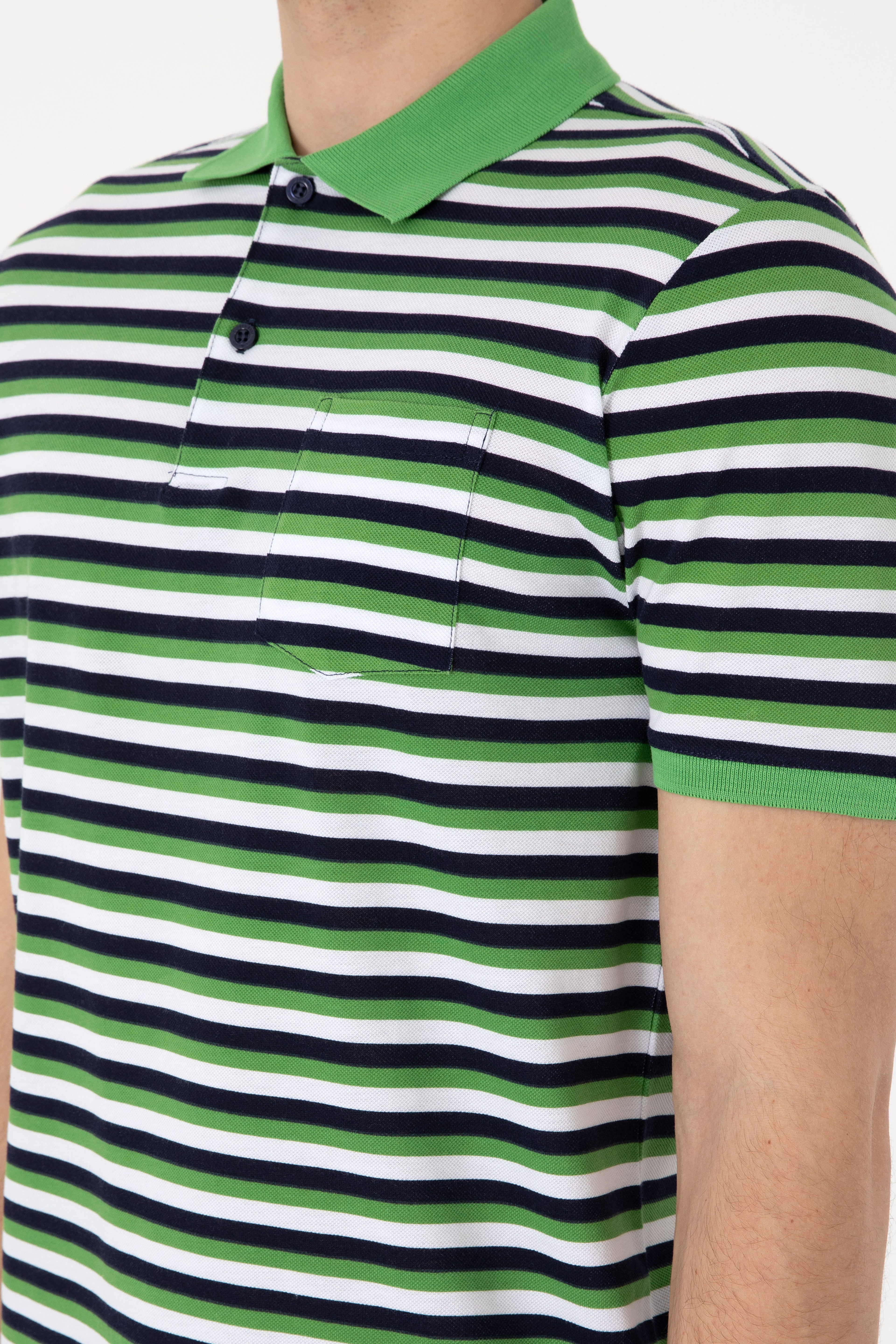 Erkek Regular Fit Polo Yaka Yeşil Tişört - Image 7