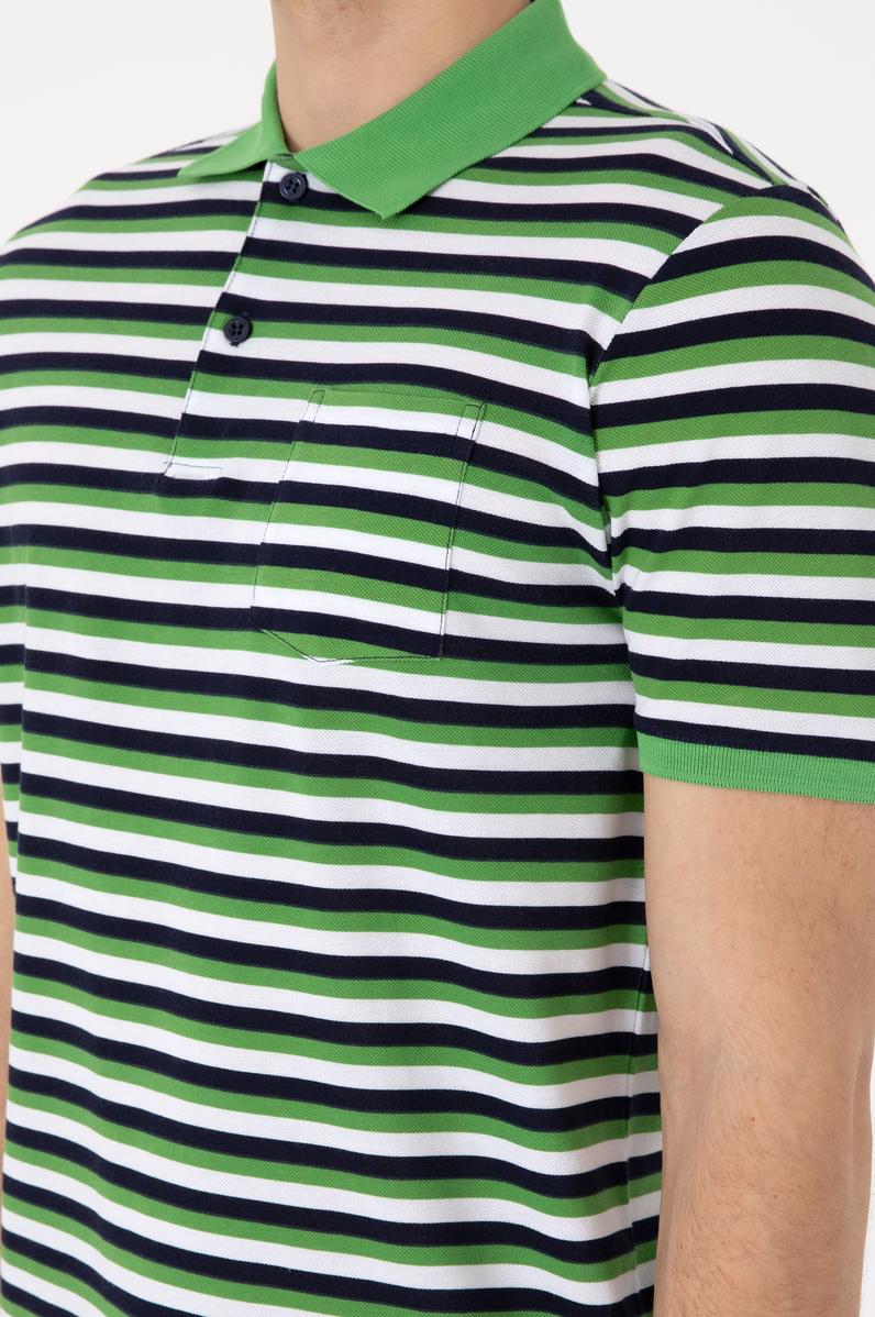 Erkek Regular Fit Polo Yaka Yeşil Tişört