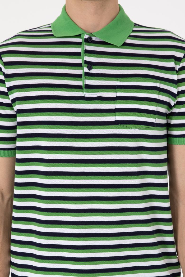 Erkek Regular Fit Polo Yaka Yeşil Tişört - 50306794021