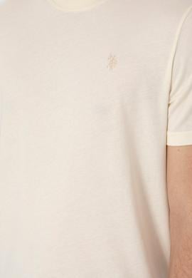 Erkek Regular Fit Bisiklet Yaka Krem Tişört - 50306913043