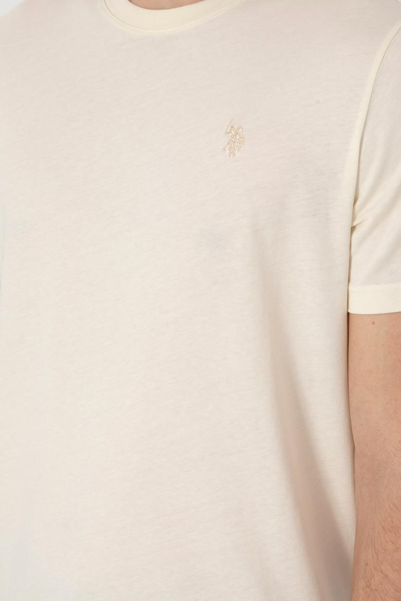 Erkek Regular Fit Bisiklet Yaka Krem Tişört - 50306913043